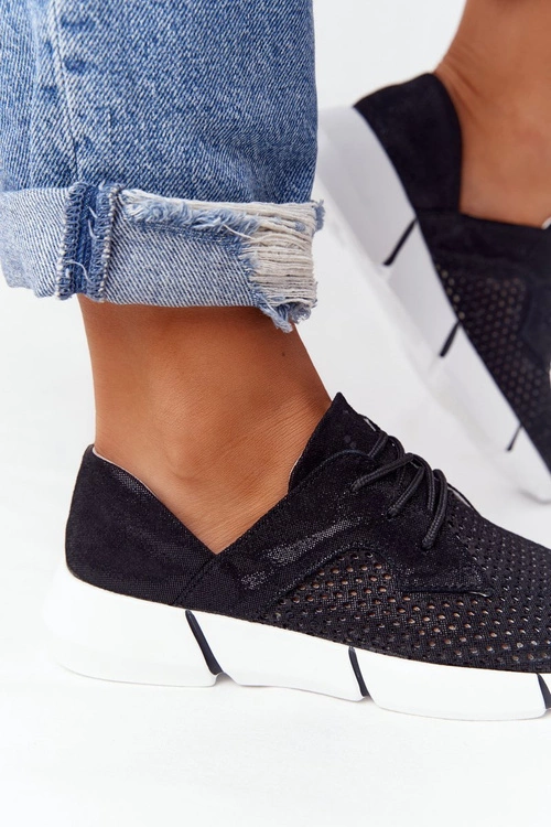 Damskie Skórzane Sportowe Buty Czarne Day Trip