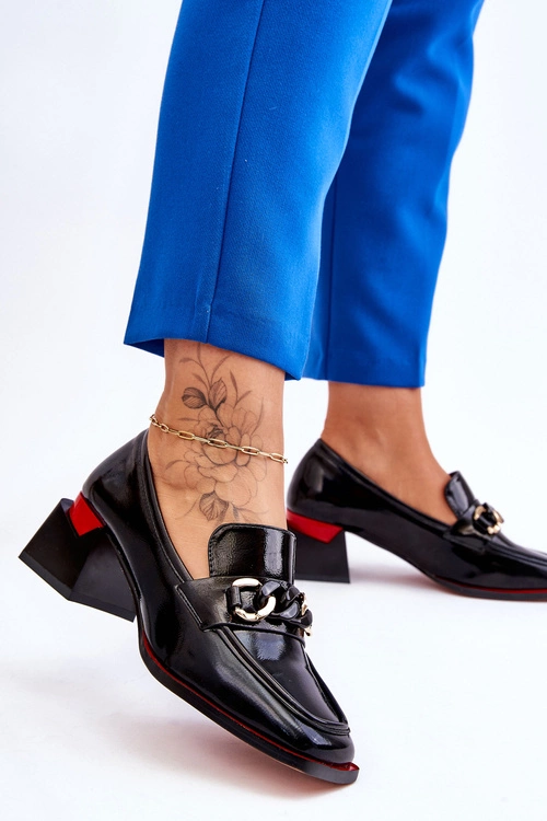 Wygodne Czółenka Na Niskim Obcasie Czarne Valenti