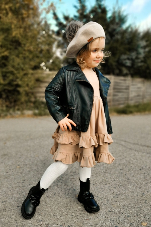 Dziecięce Botki Ocieplane Łańcuch Czarne Hinea