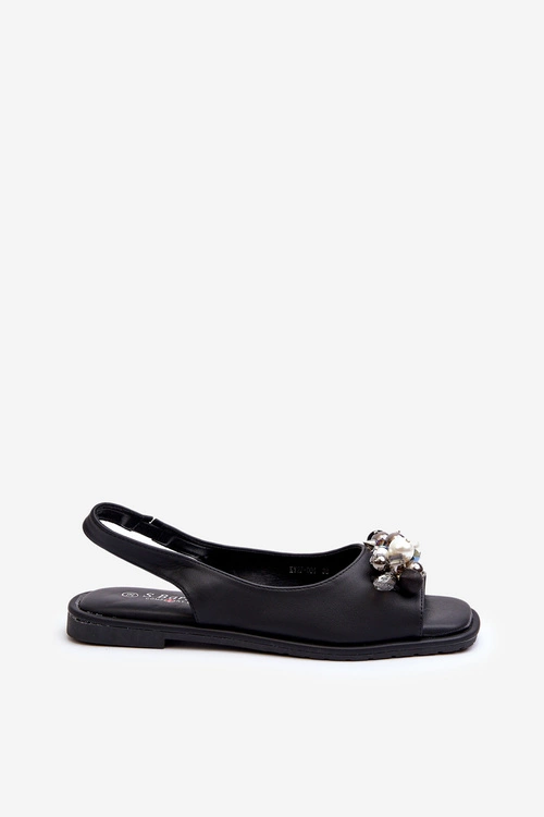 Damskie Sandały Z Ozdobami S.Barski KV27-004 Czarne