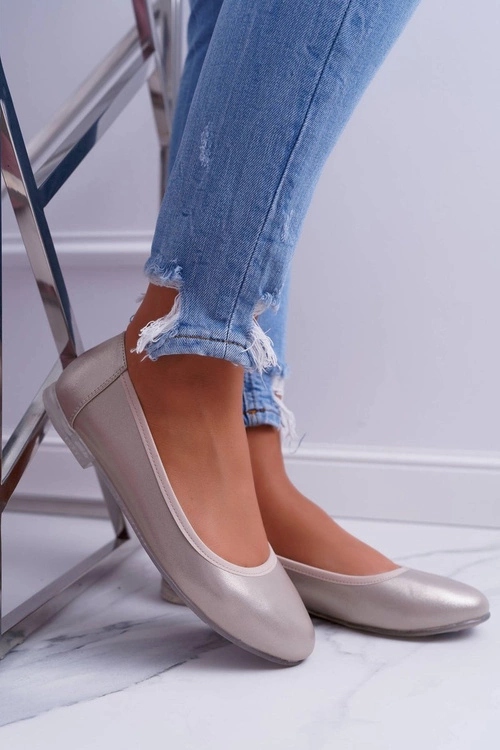 Baleriny Damskie Sergio Leone Złote Plex