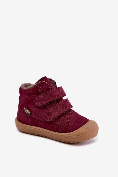 Skórzane Buty Zimowe Dziecięce Froddo G2110138-12 Bordowe