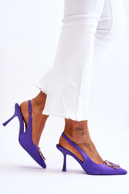 Modne Szpilki Z Ozdobą I Cyrkoniami Fioletowe Alexia