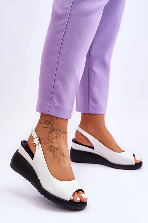 Damskie Sandałki Na Koturnie Sergio Leone SK853 Białe