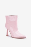 Lakierowane Botki Na Szpice Wsuwane Jasnoróżowe Seliri