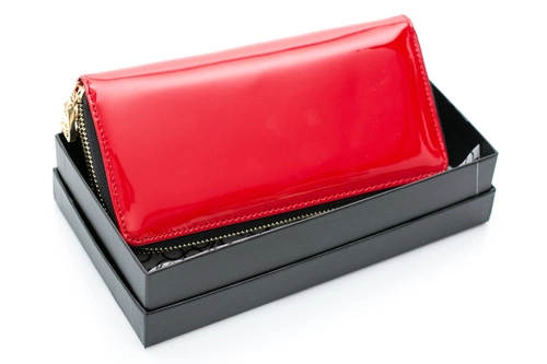 Duży Damski Czerwony Lakierowany Portfel Nobo