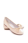 Lakierowane Dziecięce Balerinki Z Kokardką Beżowe Cassie