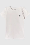 Dziewczęcy T-shirt Gładki Bawełniany Biały 4F 4FJWMM00TTSHF1658-10S
