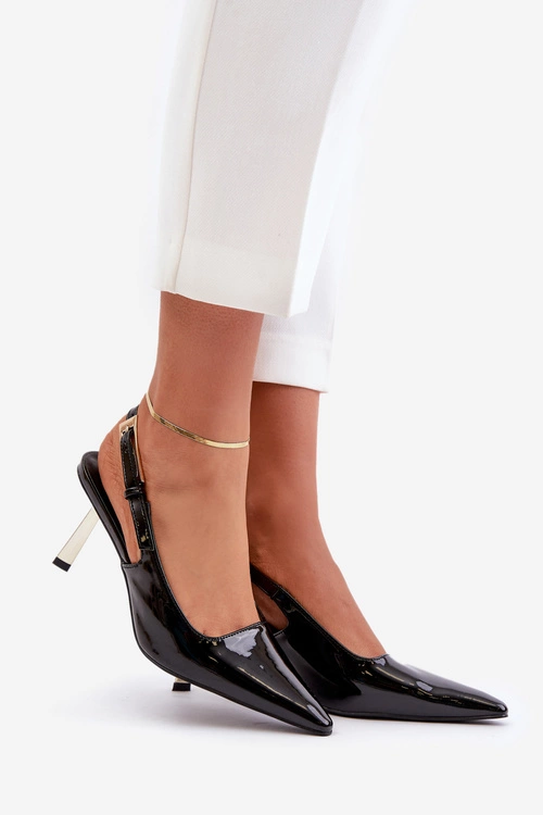 Lakierowane Szpilki Z Odkrytą Piętą Czarne Filona