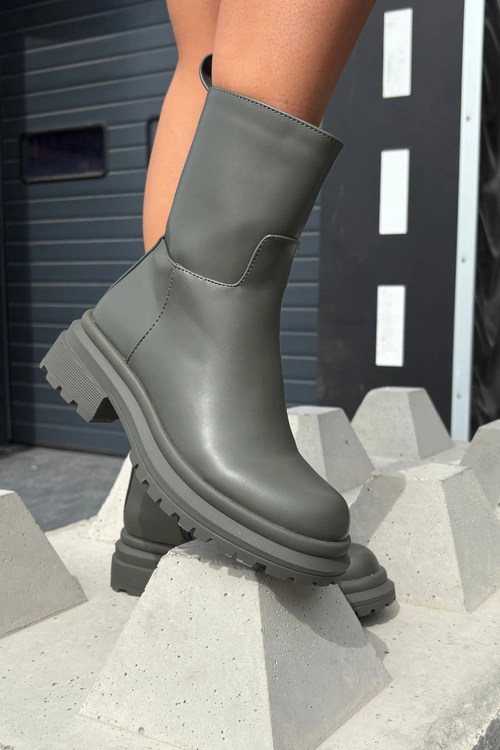 Botki Damskie Na Platformie I Płaskim Obcasie Zielone Levira