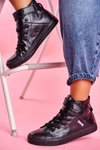 Damskie Skórzane Wysokie Trampki BIG STAR V274542 Czarne