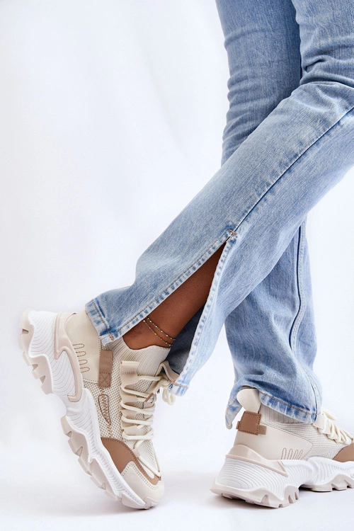 Damskie Sneakersy Skarpetkowe Wsuwane Beżowe Keaton