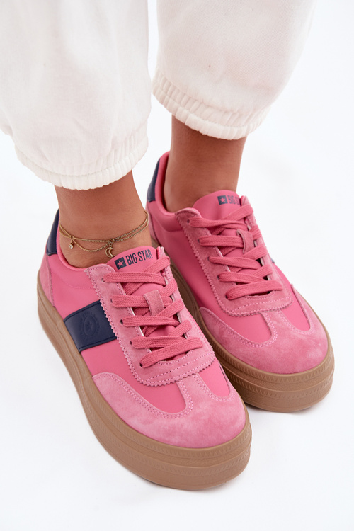 Zamszowe Sneakersy Damskie Big Star TT274164 Różowe