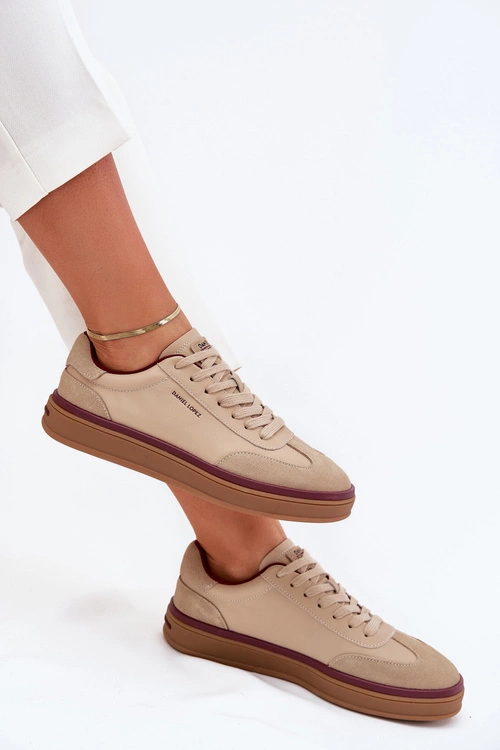 Skórzane Damskie Sneakersy Daniel Lopez Just Dare SS2D4007 Beżowe