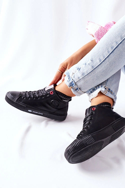 Trampki Damskie Cross Jeans Wysokie Czarne II2R4021