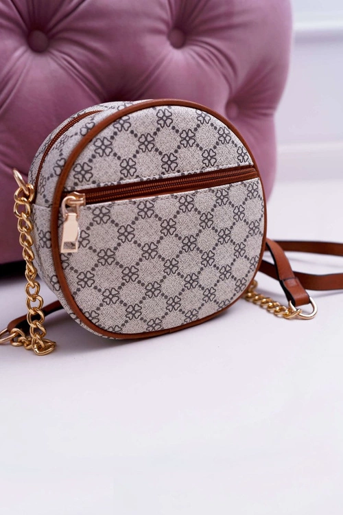 Torebka Kuferek Okrągły Beżowo Brązowy