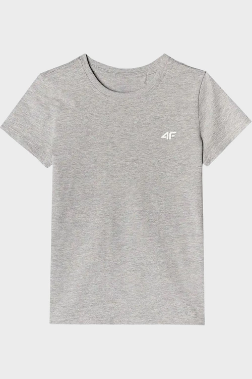 Dziewczęcy T-shirt Gładki Bawełniany Szary 4F 4FJWMM00TTSHF1658-27M