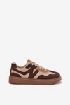 Sneakersy Damskie Niskie Eko Skórzane Brązowe Givelle