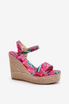 Wzorzyste Sandały Na Koturnie Z Plecionki Fuksja Anihazra