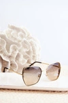 Okulary Przeciwsłoneczne Damskie Z Brokatowymi Wstawkami UV400 Złote