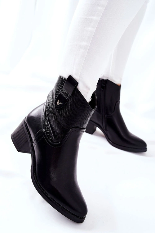 Damskie Ocieplane Botki Czarne Palile