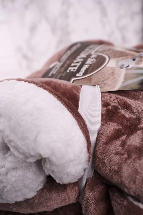 Duży Koc Dwustronny Plusz I Kożuch Sherpa Throw Różowy