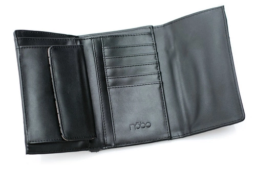 Damski Srebrno Czarny Portfel Nobo