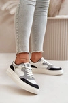 Damskie Niskie Sneakersy Z Eko Skóry Big Star OO274028 Biało-Szare