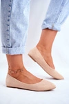 Damskie Balerinki Zamsz Beżowe Bueno