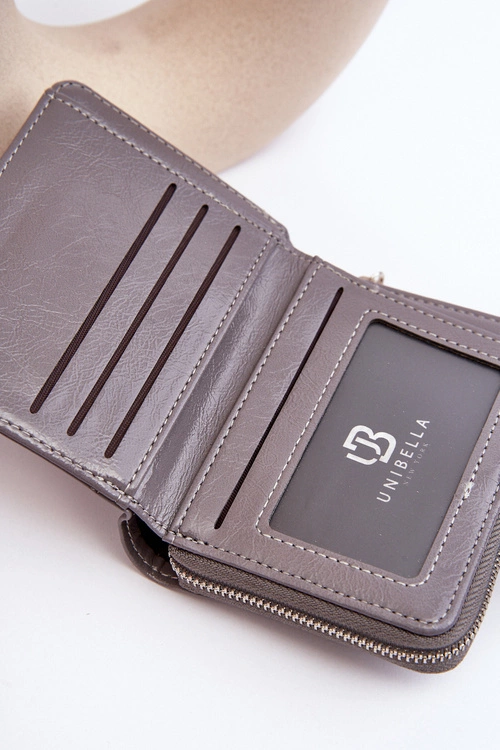 Damski Lakierowany Portfel Portmonetka Z Ekoskóry Szary Zalirna