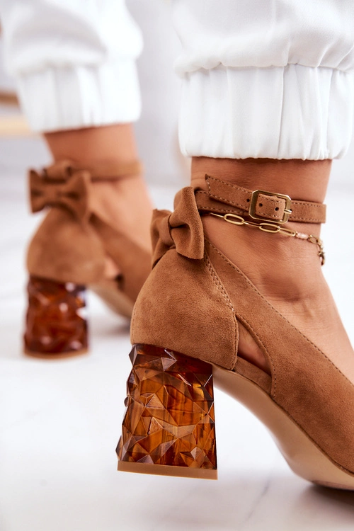 Zamszowe Czółenka Z Kokardką Maciejka 05059-29 Brązowe