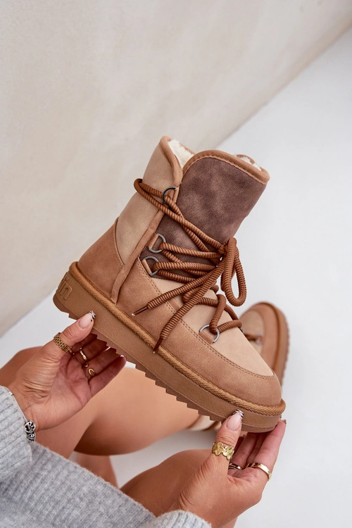 Śniegowce Damskie Na Platformie Z Wiązaniem D.Franklin DFSH370013 Camel