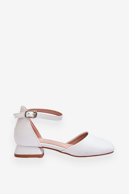 Dziecięce Sandałki Na Niskim Obcasie Jasnosrebrne Nelly