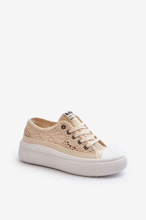 友 Trampki Damskie Z Plecionką Lee Cooper LCW-25-44-3215 Beżowe