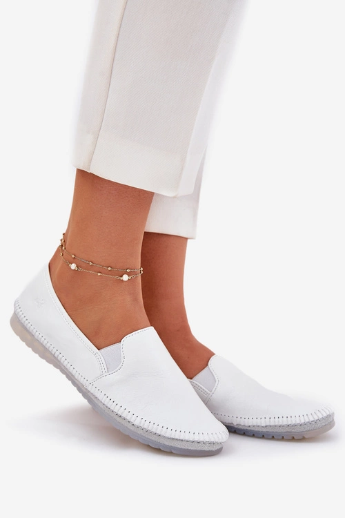 Skórzane Baleriny Maciejka T3512-11 Białe