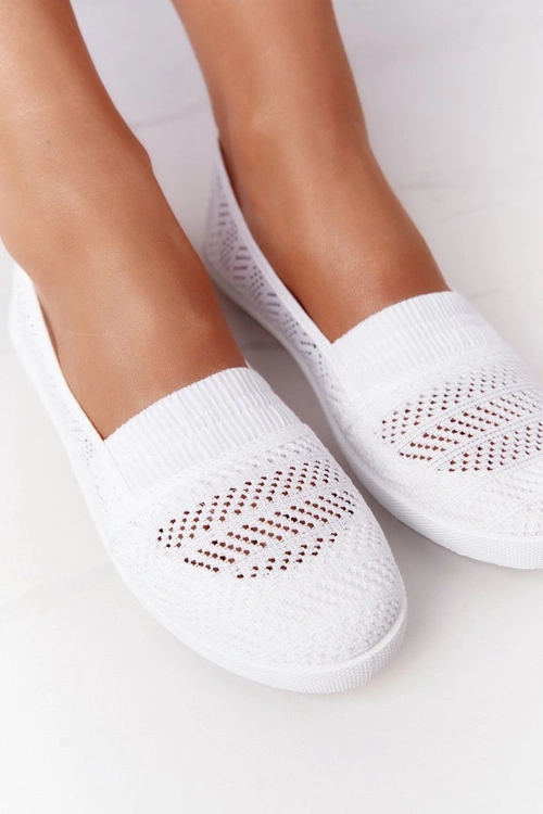 Ażurowe Wsuwane Tenisówki Slip-On Białe Chillout