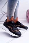 Sportowe Damskie Buty Czarne Leopard Mezeno