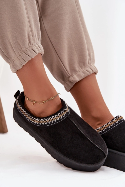 Śniegowce Damskie Z Ozdobnym Haftem Czarne Jenira