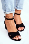 Zamszowe Sandałki na Słupku Czarne Nela