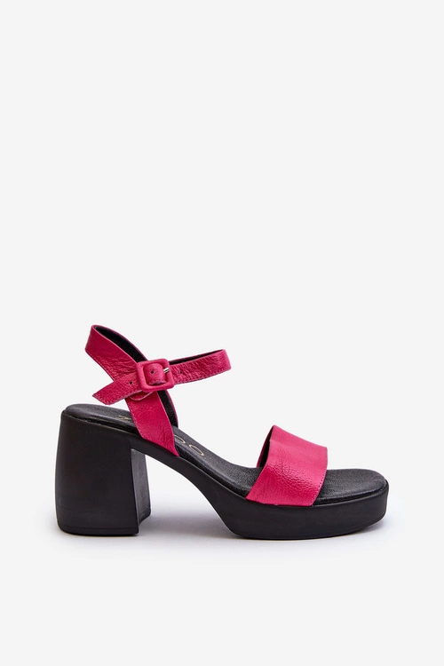 Zazoo 40386 Damskie Skórzane Sandały Na Klocku Fuksja