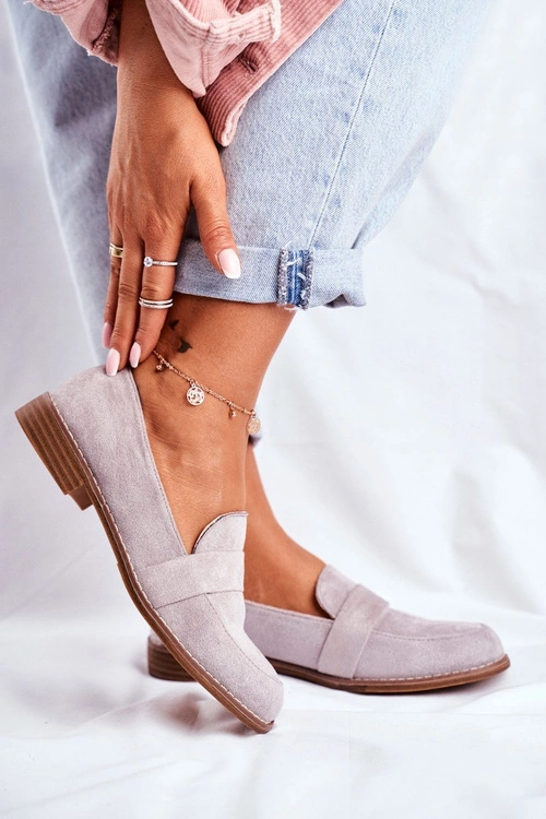 Damskie Półbuty Zamszowe Szare Cintra