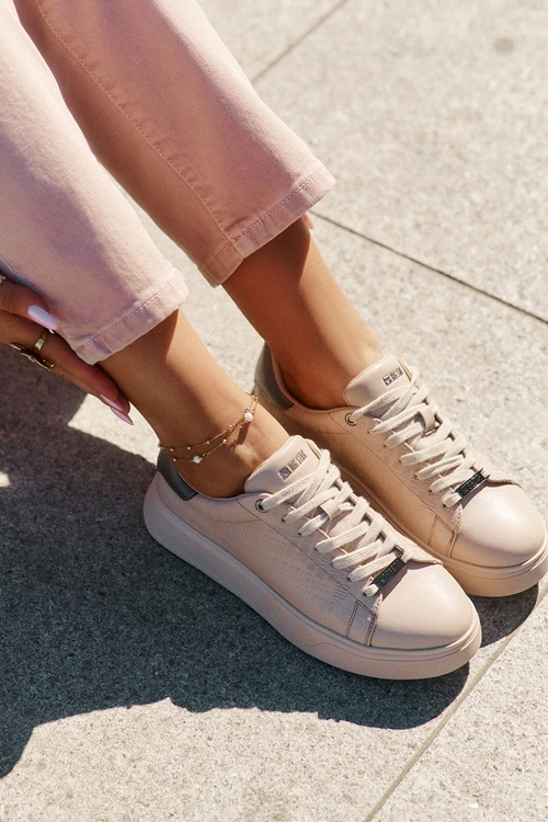 Sneakersy Damskie Z Eko Skóry Big Star RR274259 Beżowe