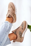 Sportowe Buty Sneakersy Beżowo-Złote Aruba
