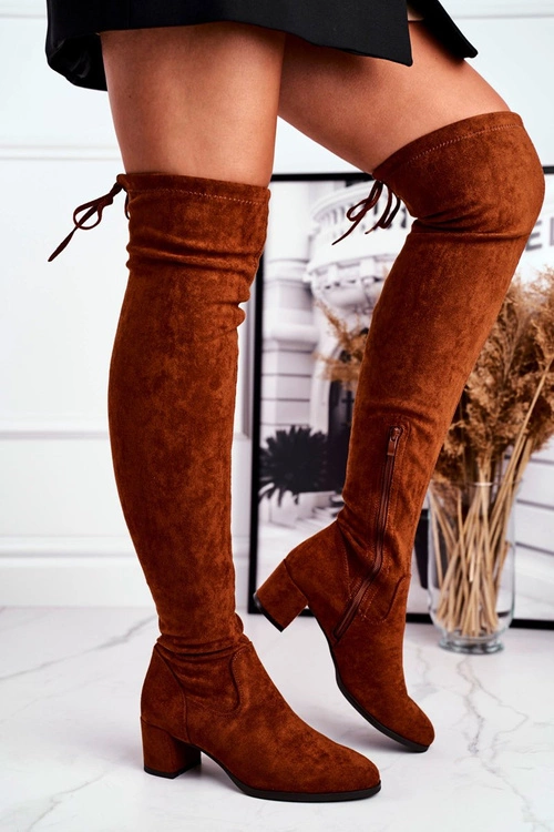 Damskie kozaki Sergio Leone lycra camel KZ281