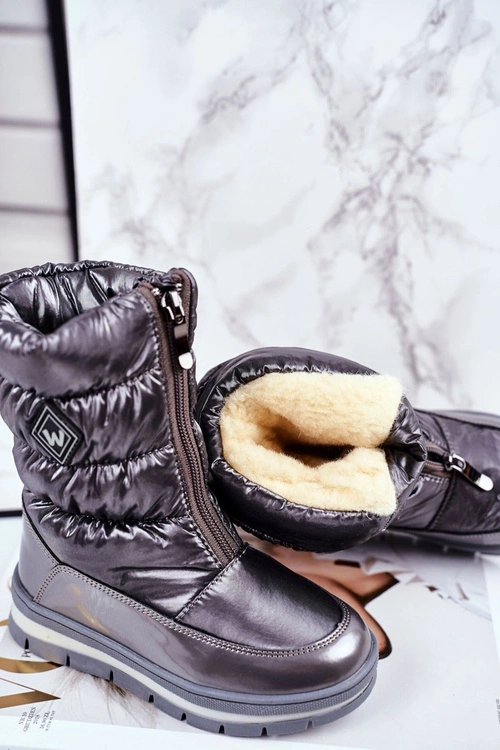 Dziecięce Śniegowce Ocieplane Wełną Ciemno Szare Mumm