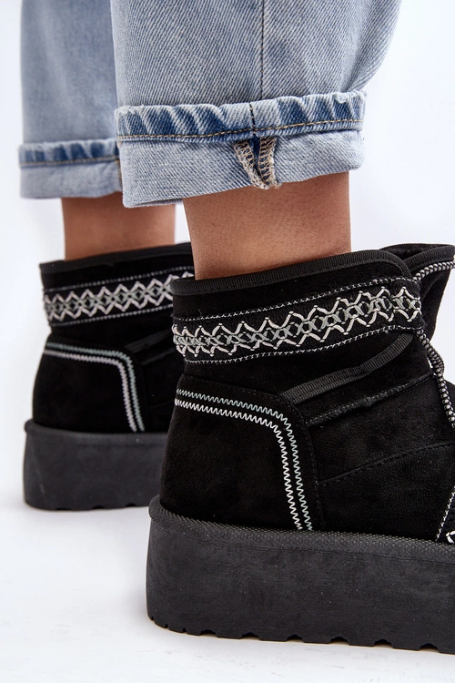 Damskie Śniegowce Na Grubej Podeszwie Z Wiązaniem Czarne Milson