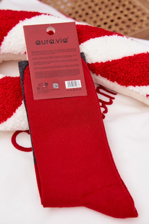 Skarpety Męskie Świąteczne Z Napisem I Śmiejącym Się Mikołajem Ciemnoszare