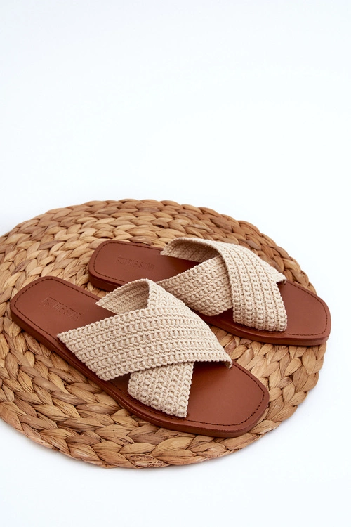 Klapki Damskie Płaskie Big Star NN274078 Beżowe