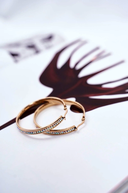 Damskie Kolczyki Koła Złote Wiszące Cyrkonie Luxury