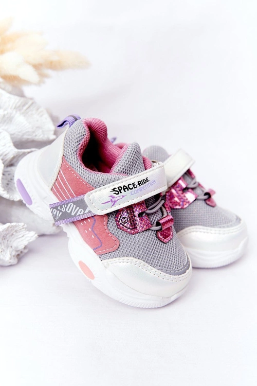 Dziecięce Sportowe Buty Sneakersy Biało-Różowe Space Ride